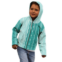 Vintage Teal Hawaiian Traditional Kapa Mix Flowers Lei Kid Hoodie LT7 - Polynesian Pride