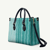 Vintage Teal Hawaiian Traditional Kapa Mix Flowers Lei Leather Bag LT7 Teal - Polynesian Pride