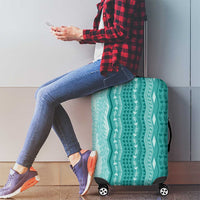 Vintage Teal Hawaiian Traditional Kapa Mix Flowers Lei Luggage Cover LT7 - Polynesian Pride