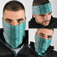 Vintage Teal Hawaiian Traditional Kapa Mix Flowers Lei Neck Gaiter LT7 - Polynesian Pride
