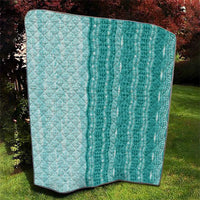 Vintage Teal Hawaiian Traditional Kapa Mix Flowers Lei Quilt LT7 - Polynesian Pride