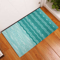Vintage Teal Hawaiian Traditional Kapa Mix Flowers Lei Rubber Doormat LT7 - Polynesian Pride