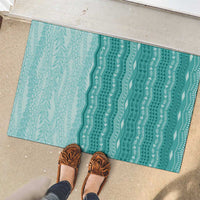 Vintage Teal Hawaiian Traditional Kapa Mix Flowers Lei Rubber Doormat LT7 - Polynesian Pride