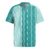 Vintage Teal Hawaiian Traditional Kapa Mix Flowers Lei Rugby Jersey LT7 Teal - Polynesian Pride