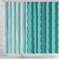Vintage Teal Hawaiian Traditional Kapa Mix Flowers Lei Shower Curtain LT7 - Polynesian Pride