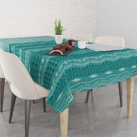 Vintage Teal Hawaiian Traditional Kapa Mix Flowers Lei Tablecloth LT7 - Polynesian Pride