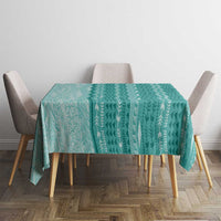 Vintage Teal Hawaiian Traditional Kapa Mix Flowers Lei Tablecloth LT7 - Polynesian Pride
