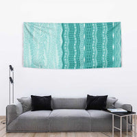 Vintage Teal Hawaiian Traditional Kapa Mix Flowers Lei Tapestry LT7 - Polynesian Pride