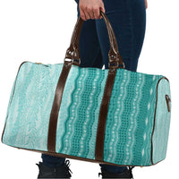 Vintage Teal Hawaiian Traditional Kapa Mix Flowers Lei Travel Bag LT7 - Polynesian Pride