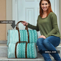 Vintage Teal Hawaiian Traditional Kapa Mix Flowers Lei Travel Bag LT7 - Polynesian Pride