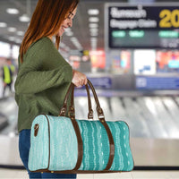 Vintage Teal Hawaiian Traditional Kapa Mix Flowers Lei Travel Bag LT7 - Polynesian Pride