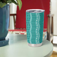 Vintage Teal Hawaiian Traditional Kapa Mix Flowers Lei Tumbler Cup LT7 - Polynesian Pride