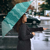 Vintage Teal Hawaiian Traditional Kapa Mix Flowers Lei Umbrella LT7 - Polynesian Pride