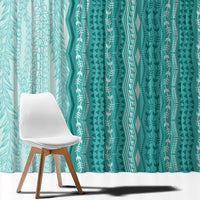 Vintage Teal Hawaiian Traditional Kapa Mix Flowers Lei Window Curtain LT7 - Polynesian Pride