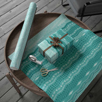 Vintage Teal Hawaiian Traditional Kapa Mix Flowers Lei Wrapping Paper LT7 - Polynesian Pride