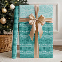 Vintage Teal Hawaiian Traditional Kapa Mix Flowers Lei Wrapping Paper LT7 - Polynesian Pride