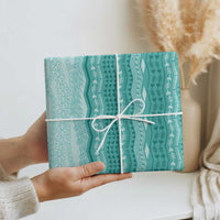 Vintage Teal Hawaiian Traditional Kapa Mix Flowers Lei Wrapping Paper LT7 - Polynesian Pride