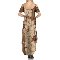 Samoa Women's Day Summer Maxi Dress - Tiale Flower Mix Siapo Tapa LT7 - Polynesian Pride