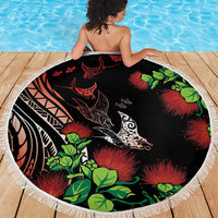 Aloha Hawaii Manta Rays Beach Blanket Red Ohia Lehua LT7 - Polynesian Pride