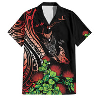 Aloha Hawaii Manta Rays Family Matching Puletasi and Hawaiian Shirt Red Ohia Lehua