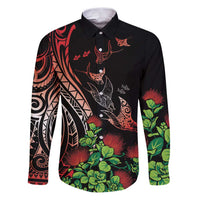 Aloha Hawaii Manta Rays Family Matching Puletasi and Hawaiian Shirt Red Ohia Lehua