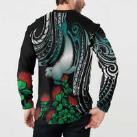 Aloha Hawaii Monk Seal Button Sweatshirt Mix Ohia Lehua LT7 - Polynesian Pride