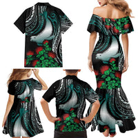 Aloha Hawaii Monk Seal Family Matching Mermaid Dress and Hawaiian Shirt Mix Ohia Lehua