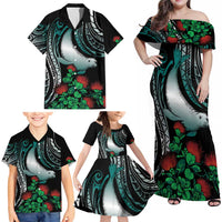 Aloha Hawaii Monk Seal Family Matching Off Shoulder Maxi Dress and Hawaiian Shirt Mix Ohia Lehua