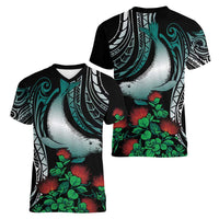 Aloha Hawaii Monk Seal Women V-Neck T-Shirt Mix Ohia Lehua LT7 - Polynesian Pride