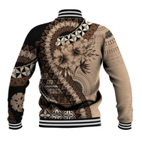 Bula Fiji Baseball Jacket Mocha Brown Kaivity Masi Tapa
