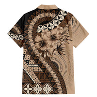 Bula Fiji Family Matching Mermaid Dress and Hawaiian Shirt Mocha Brown Kaivity Masi Tapa