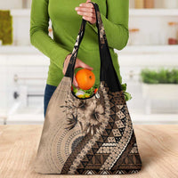 Bula Fiji Grocery Bag Mocha Brown Kaivity Masi Tapa