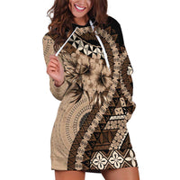 Bula Fiji Hoodie Dress Mocha Brown Kaivity Masi Tapa