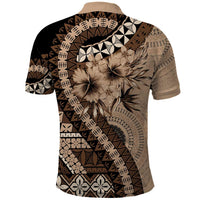 Bula Fiji Polo Shirt Mocha Brown Kaivity Masi Tapa