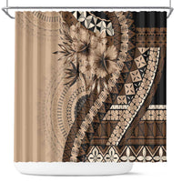 Bula Fiji Shower Curtain Mocha Brown Kaivity Masi Tapa
