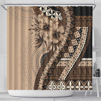 Bula Fiji Shower Curtain Mocha Brown Kaivity Masi Tapa