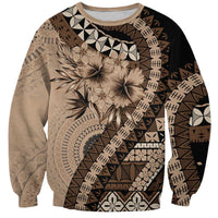 Bula Fiji Sweatshirt Mocha Brown Kaivity Masi Tapa