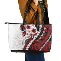 Bula Fiji Leather Tote Bag White Kaivity Masi Tapa