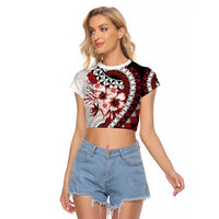 Bula Fiji Raglan Cropped T Shirt White Kaivity Masi Tapa
