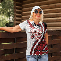 Bula Fiji Women Polo Shirt White Kaivity Masi Tapa