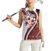 Bula Fiji Women Sleeveless Polo Shirt White Kaivity Masi Tapa