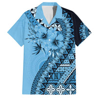 Bula Fiji Family Matching Off Shoulder Maxi Dress and Hawaiian Shirt Turquoise Kaivity Masi Tapa