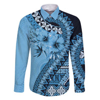 Bula Fiji Family Matching Short Sleeve Bodycon Dress and Hawaiian Shirt Turquoise Kaivity Masi Tapa