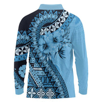 Bula Fiji Long Sleeve Polo Shirt Turquoise Kaivity Masi Tapa