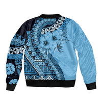 Bula Fiji Sleeve Zip Bomber Jacket Turquoise Kaivity Masi Tapa