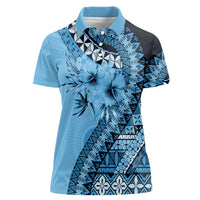 Bula Fiji Women Polo Shirt Turquoise Kaivity Masi Tapa