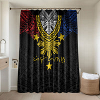 Philippines Heritage Baybayin Mix Polynesian Bathroom Set LT7 Shower Curtain Only Black - Polynesian Pride
