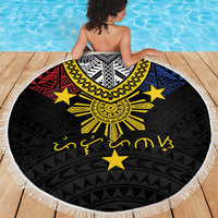 Philippines Heritage Baybayin Mix Polynesian Beach Blanket LT7 - Polynesian Pride