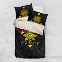 Philippines Heritage Baybayin Mix Polynesian Bedding Set LT7 US Twin 172cm x 218cm Black - Polynesian Pride