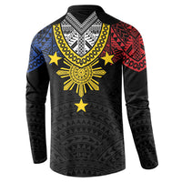 Philippines Heritage Baybayin Mix Polynesian Button Sweatshirt LT7 - Polynesian Pride